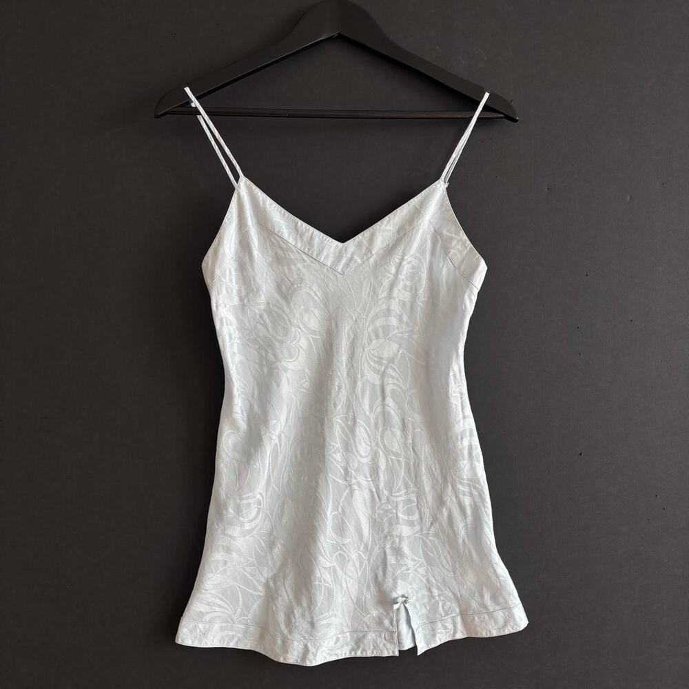 VTG 90s Hartman Intimate’s Silk Jacquard Powder Pale Blue Lingerie Slip - Size S